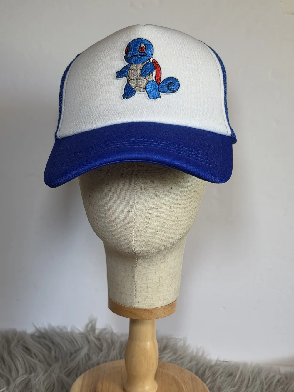 90s Inspired Womans Squirtle Patch Trucker Hat - Blue & White - Pokemon!